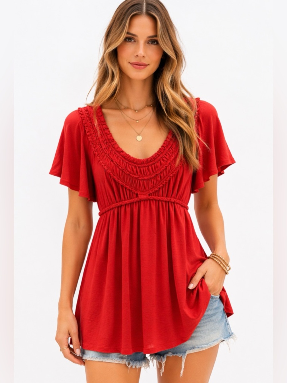 Kische Empire Tie Tunic Top
